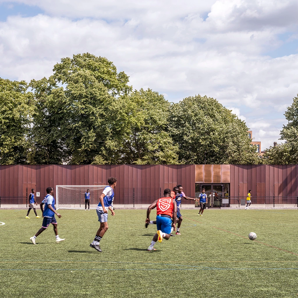 Burgess Park Sports Centre, London Borough of Southwark for Southwark Council with Bell Phillips, Built Engineers, Civic, Hilson Moran and LDA