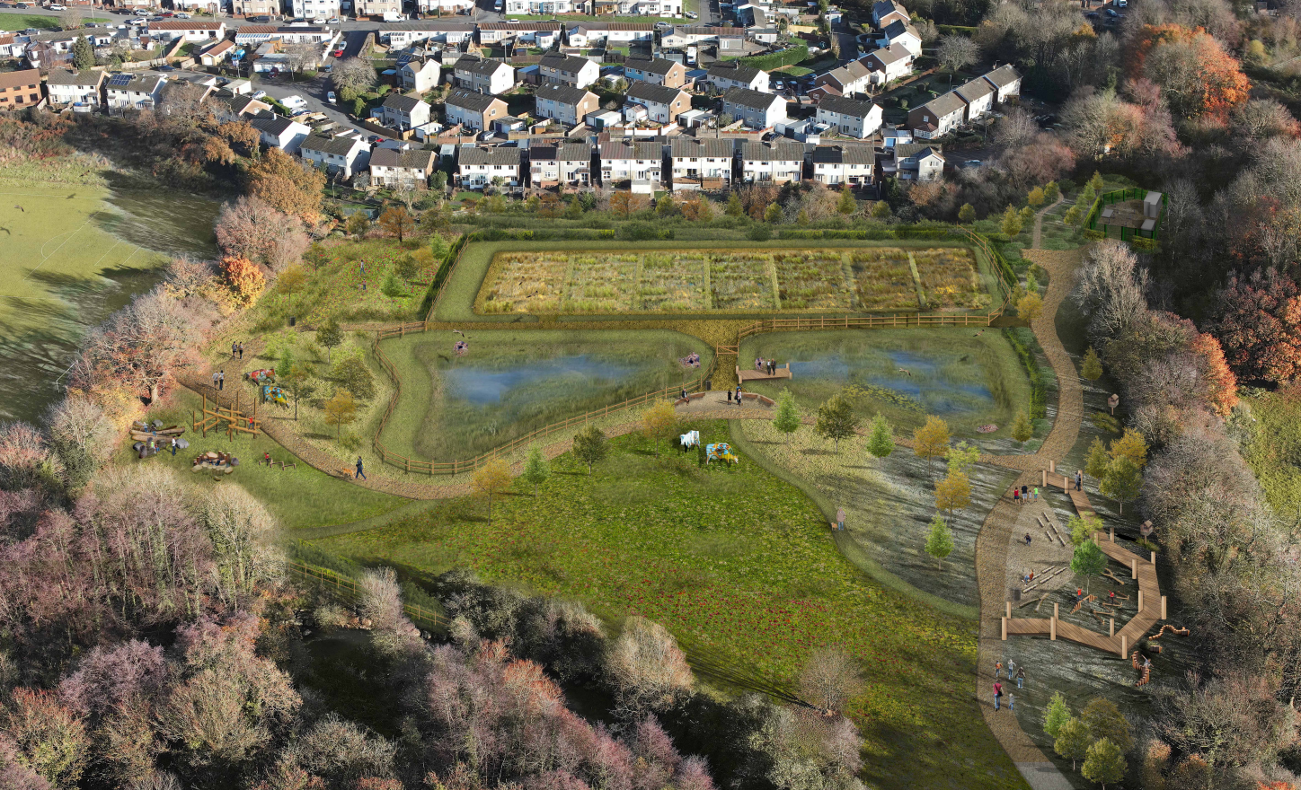Nature based solution for stormwater management, Pontypool for Dŵr Cymru Welsh Water with Morgan Sindall and Arup