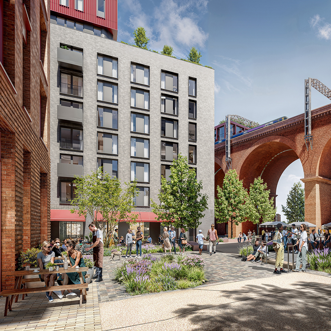 Stockport 8, Stockport for Stockport 8 LLP a partnership with Stockport Mayoral Development Corporation and ECF a joint venture partnership with Homes England, L&G and Muse with shedkm, Planit, Deloitte,Walker Sime, Arup and Font Comms